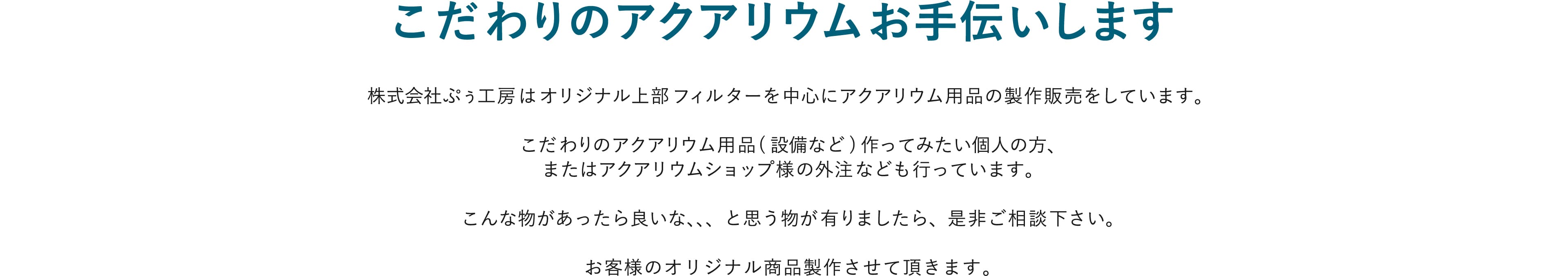 こだわりのアクアリウム お手伝いします